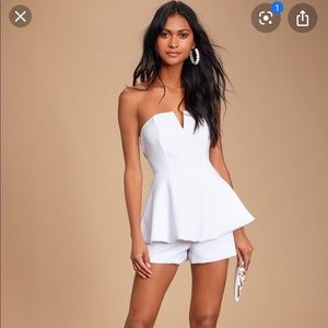 Lulus Where You Are White Strapless Romper